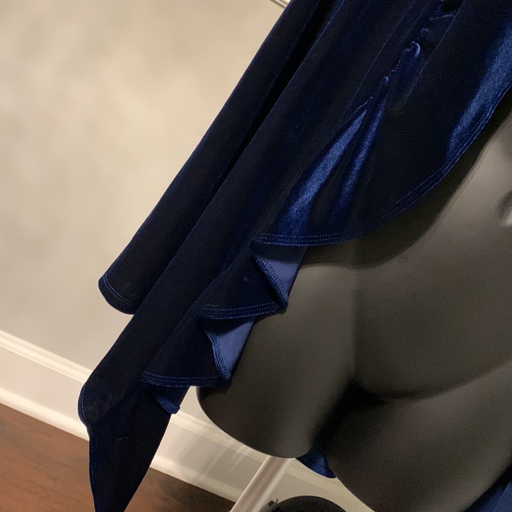 Grace Elements Blue Storm Masquerade Velvet Open Front Jacket Size M - Picture 8 of 11